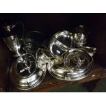 Mixed Lot:  various silver plated wares to include silver plated entre dishes, tea wares, bottle