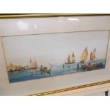 P VITALI, SIGNED AND INSCRIBED VENEZIA LOWER LEFT, WATERCOLOUR, Venetian waterway, 7" x 17"