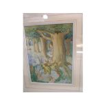 N TINLINE, SIGNED AND DATED 1930 LOWER RIGHT, WATERCOLOUR, Illustration of a woodland with young