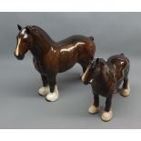 Mixed lot: two large Beswick Shire Horses, largest 10" high (2)