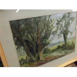 T P BRACKWELL, SIGNED, TWO WATERCOLOURS AND ONE OIL, Landscape and still life studies, together with