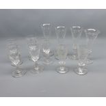 Collection of 19th century clear glass wares to include various small wines, ale glasses etc in a