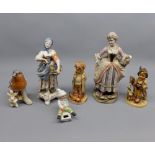 Mixed lot: various figurines to include 19th century Volkstadt, figurine of lady in flowing dress (