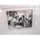 J SCOTT, SIGNED IN PENCIL TO MARGIN, BLACK AND WHITE ARTIST'S PROOF, Inscribed "Teashop", 3" x 4";