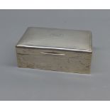 London hallmarked silver cigarette case of rectangular form with wood lined interior, 5 1/2" long