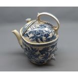 Unusual Wedgwood Peony pattern SYP (Simple Yet Perfect) teapot, Reg No 536554 Chiswick London, 8"