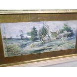 G WHYATT, SIGNED LOWER RIGHT, WATERCOLOUR, Country landscape, 9" x 22"