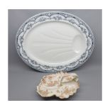 Mixed lot: floral decorated Limoges hors d-oeuvres dish and a large 19th century oval Brownfields
