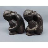 Austin Productions pair bronze composition figures, seated nudes, 6" high