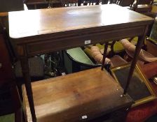 Georgian rosewood and inlaid card table with baize lined interior raised on turned legs, 36” wide