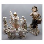 Mixed Lot: various late 19th and 20th century continental figures, ornaments and small mantel clock,
