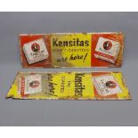 Two tin Advertising Signs for Kensitas Cigarettes (A/F), each 20” x 7”