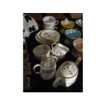 Minton Marlborough tea set, to include teapot, two jugs and a sugar basin, along with cups,