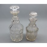 Two 19th century clear glass decanters, largest approx 10” high including stopper