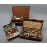 Two vintage artist’s wooden paint boxes, one marked Reeves & Sons, Cheapside, London, together