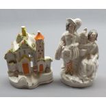 Mixed Lot: 19th century Staffordshire pastille burner formed as a house, together with a further