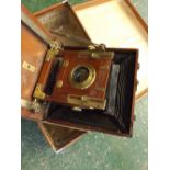 Half plate Lancaster camera 1892 together with a half plate Collins camera (no bellows)