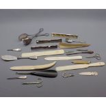 Mixed lot: Ivory Page Markers, Salad Serving Tongs, Shoe Horns etc (qty)