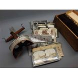 Stereoscope card viewer together with quantity of cards and boxed further glass slides (qty)