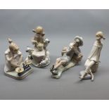 Collection of four Lladro figures, young children in various poses, tallest approx 8” high (4)