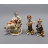 Mixed Lot: Capodimonte model of a seated lady plus two further models of children, largest 6 ½” high