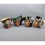 Mixed Lot: Royal Doulton larger character jugs to include Dick Turpin, Falstaff, Long John Silver