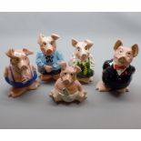 Set of five Wade Nat West Piggy Banks