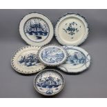 Mixed lot: 18th/19th century pearl wares, decorated in blue and white with various designs, to