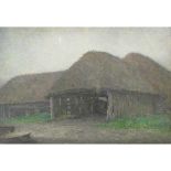 GIFFARD HOCART LENFESTEY, SIGNED LOWER RIGHT, WATERCOLOUR, A thatched barn, 15" x 22", unframed