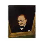 UNSIGNED OIL ON CANVAS, Portrait of Sir Winston Churchill, 24" x 20"