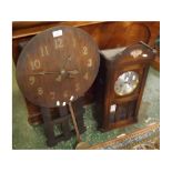 Mixed lot comprising a 1930s oak glazed case wall clock together with a 1930s oak gate clock,