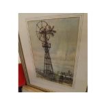 LESLIE DAVENPORT, UNSIGNED WATERCOLOUR, A Wind Pump, 13 1/2" x 9"