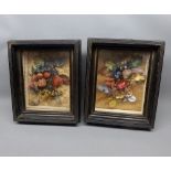 Two framed groups, various dried flowers, frames 11" high