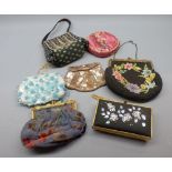 Mixed Lot seven vintage decorated evening bags and purses