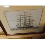JOHN NICE, SIGNED GROUP OF FIVE WATERCOLOURS, Marine Scenes and a further print by John Martin,