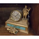 Late 19th or early 20th century French ormolu mantel clock, decorated with two figures, the movement