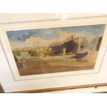 OWEN P SMYTH, SIGNED AND DATED '25 WATERCOLOUR, "The Wherry Elizabeth at Barton", 8 x 12"