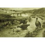ALFRED OLIVER (1886-1921, BRITISH) "Partridge Shooting" pair of black and white photogravures,