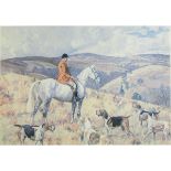 PETER BIEGEL Hunting scene limited edition coloured print, signed and numbered 96/100 in pencil to