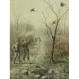 AFTER R M ALEXANDER "Pheasants" and "Duck" pair of hand coloured photogravures, published by