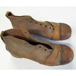 Pair of vintage football boots, of leather construction, the soles each applied with six studs "