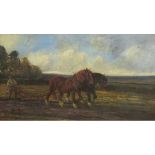 ROWLAND WARD (19TH/20TH CENTURY, BRITISH) Ploughing scene oil on canvas, signed lower left 24" x 40"