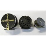 Allcock fishing reel, Finnestad fly reel and one other, various sizes