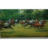 MICHAEL LYNE (1912-1989, BRITISH) Horse racing scene artist's coloured proof with publisher's