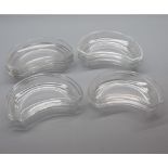 Set of ten Val St. Lambert curved clear glass hors d'ouvres dishes, 7 1/2" wide