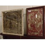 Mixed Lot: two 19th century framed needlework pictures, one of a classical interior scene, the other