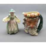 Mixed Lot: Royal Doulton Character Jug "Neptune", D6548; together with further Doulton figurine "
