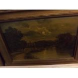 J LEWIS, GROUP OF FOUR OIL ON CANVAS STUDIES, River and architectural scenes, 12" x 7" (4)