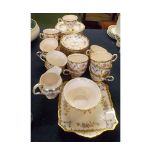 Quantity Tuscan floral and gilt decorated tea wares