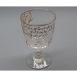 19th century clear and gilt decorated Absolon rummer glass, decorated with rows of text and